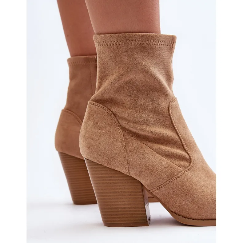 Enkellaarsjes voor dames Kaki Sanile beige