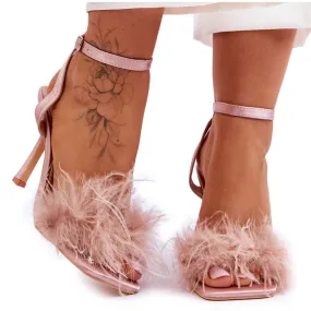 FB2 Nudekleurige Tiffany Feather-sandalen voor dames roze