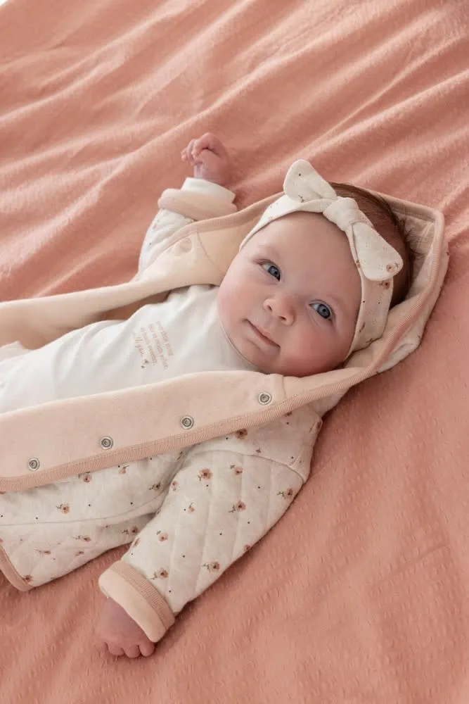 FEETJE  OMKEERBAAR JASJE MET CAPUCHON AOP OFFWHITE MELANGE  SWEET POPPY
