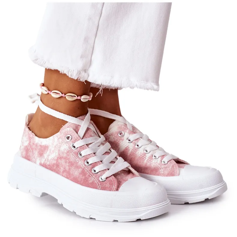 FJ1 ROZE SNEAKERS MET TIEDYE REISTIJDEFFECT WIT