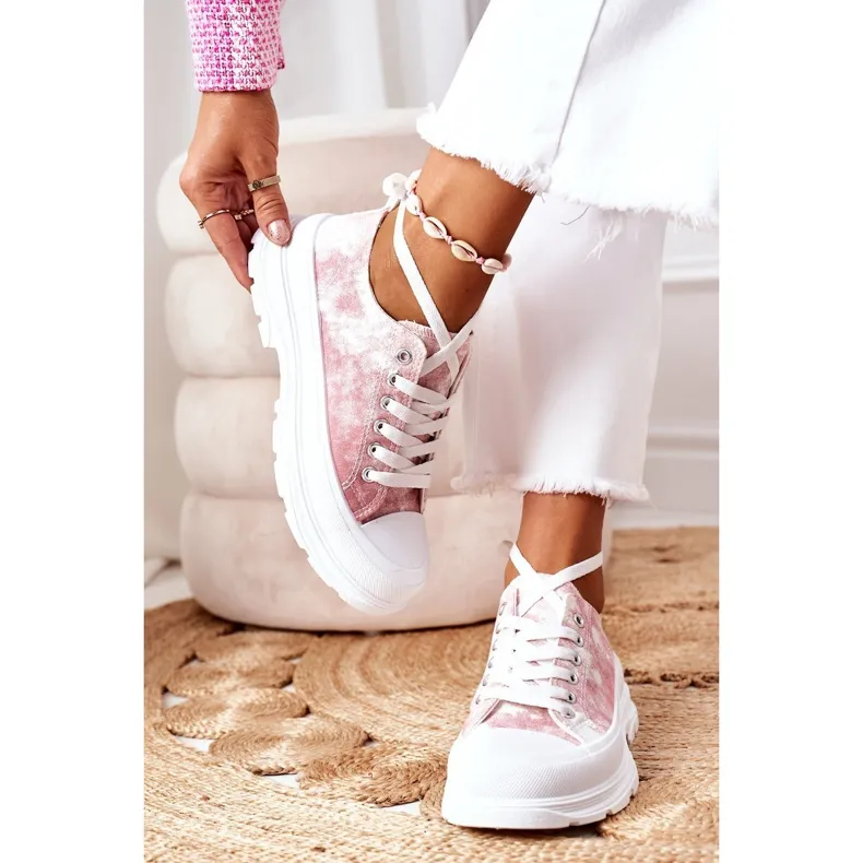 FJ1 ROZE SNEAKERS MET TIEDYE REISTIJDEFFECT WIT