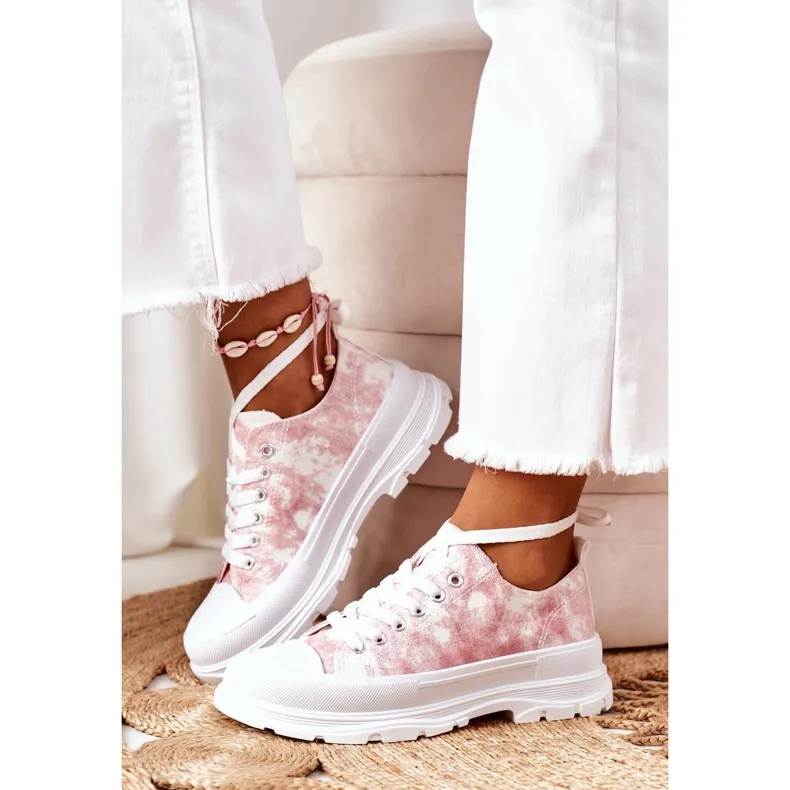 FJ1 ROZE SNEAKERS MET TIEDYE REISTIJDEFFECT WIT