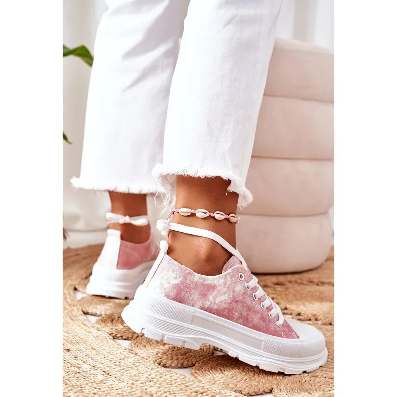 FJ1 ROZE SNEAKERS MET TIEDYE REISTIJDEFFECT WIT