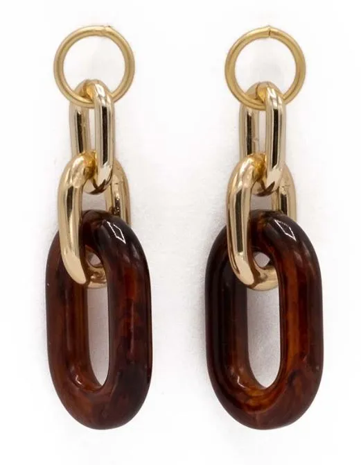 FLO JEWELRY COGNAC SCHAKEL OORBELLEN FLO   ZOMER '24