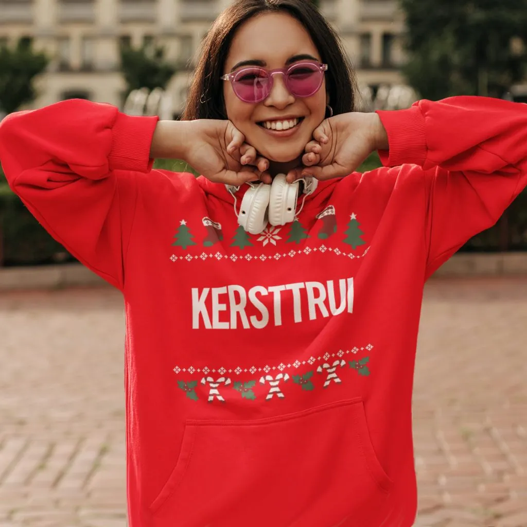 Foute Kerst Hoodie Rood Candy Cane Kersttrui