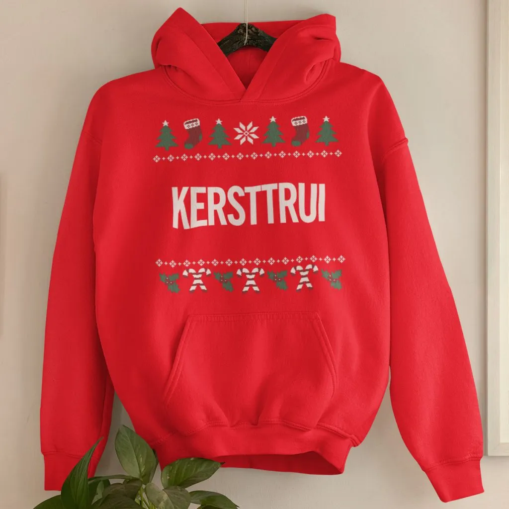 Foute Kerst Hoodie Rood Candy Cane Kersttrui