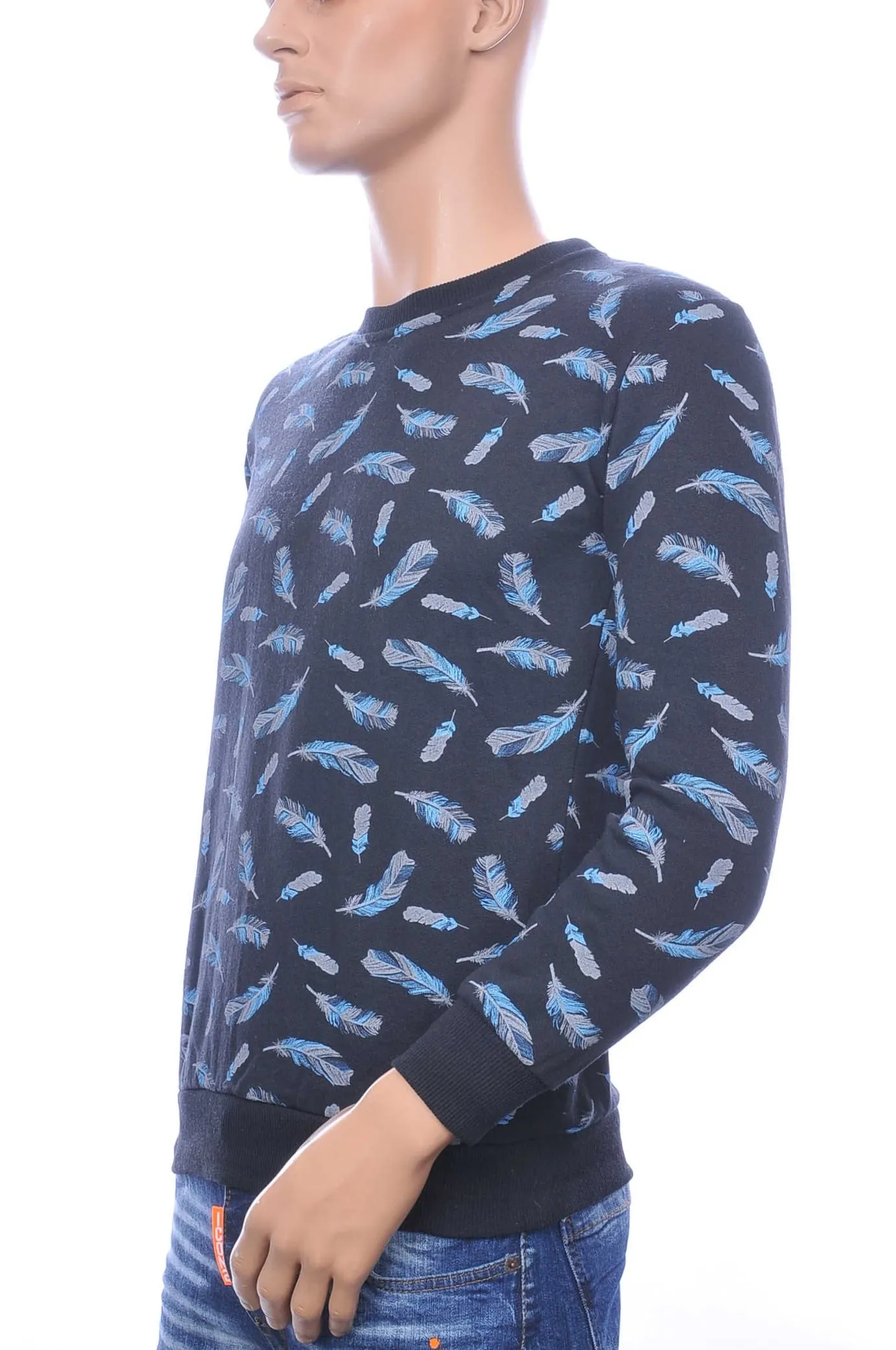 Free Brands heren sweatshirt met allover veren dessin Zwart
