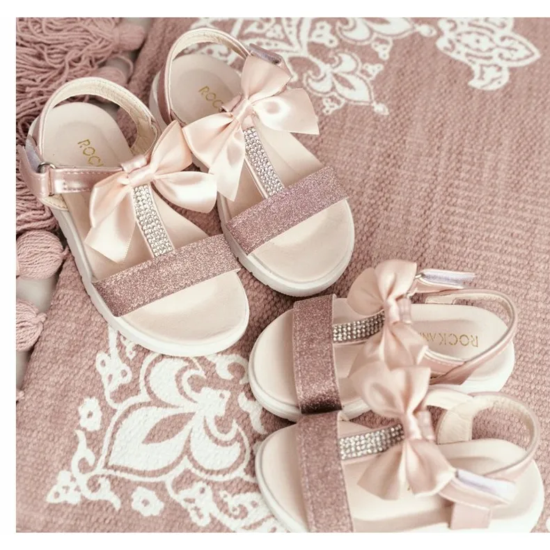 FRROCK Kindersandalen met klittenband voor meisjes Champagne Bella roze geel