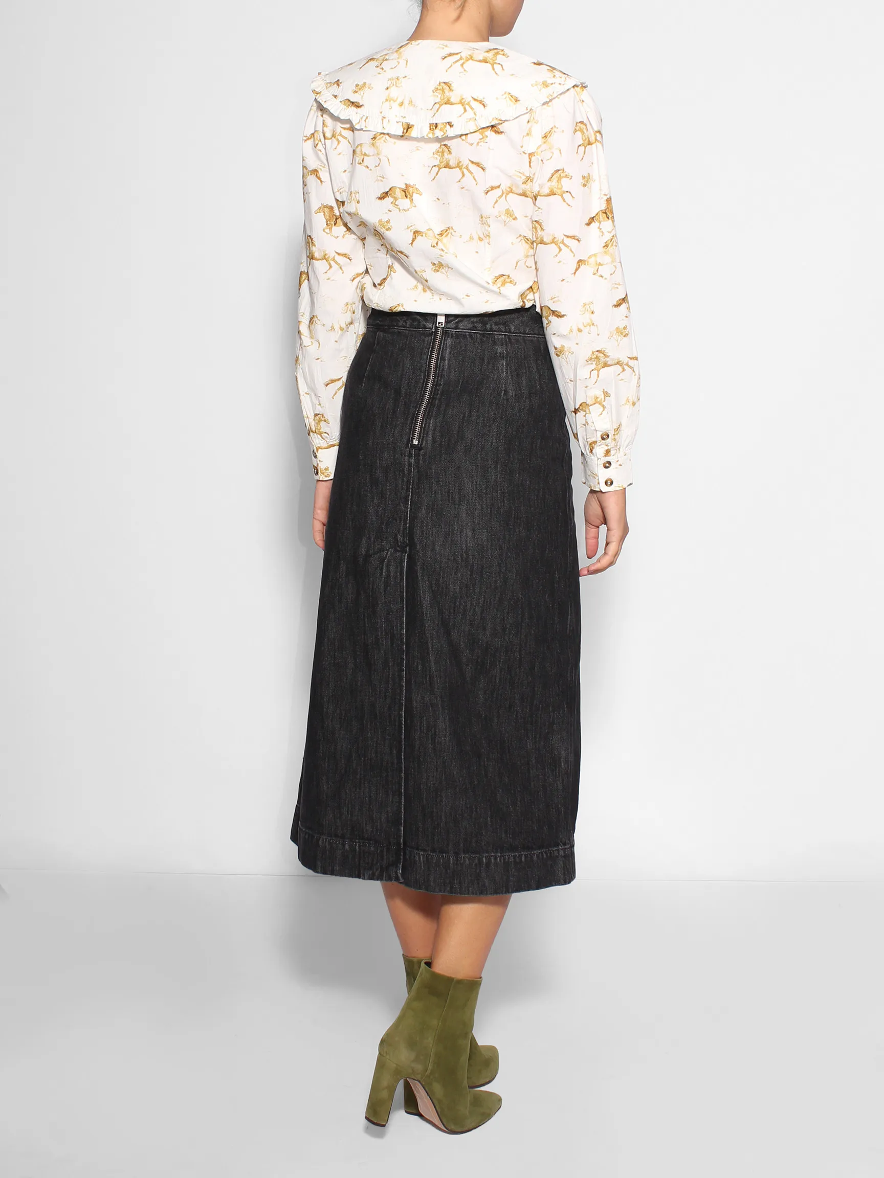 GANNI SUSTAINABLE DENIM ALINE SKIRT