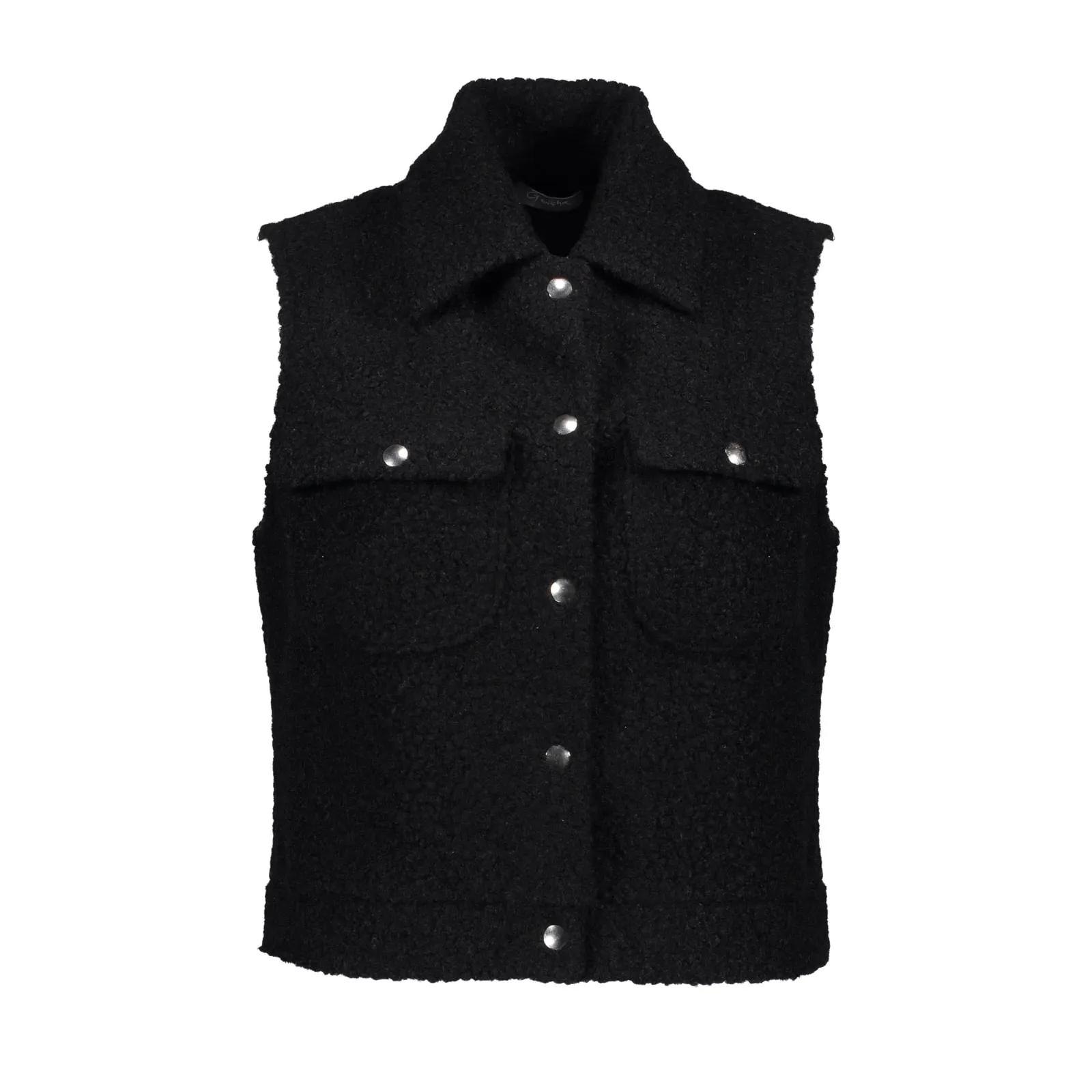 Geisha Gilet Curly Fake Fur – Black