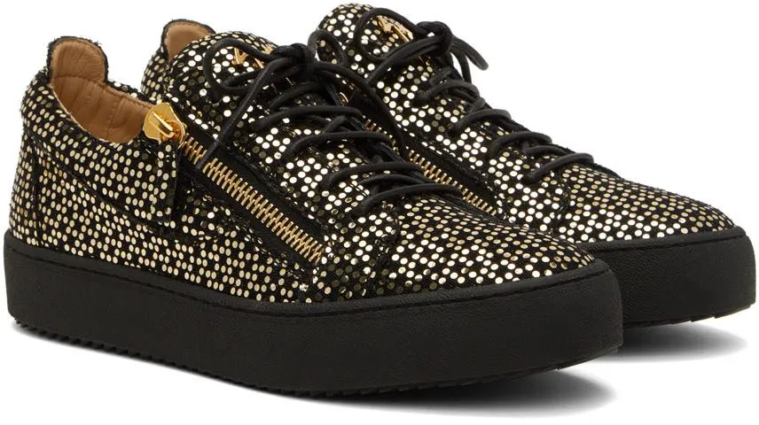 GIUSEPPE ZANOTTI BLACK & GOLD FRANKIE SNEAKERS (RU2000992930)