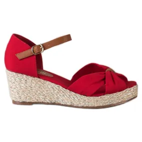 Goodin Sandalen met sleehak van textiel rood