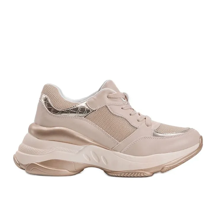 Gouden sneakers met dikke Lydia zool beige