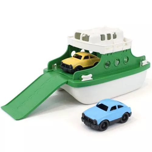GREEN TOYS VEERBOOT MET AUTOOTJES  GROEN