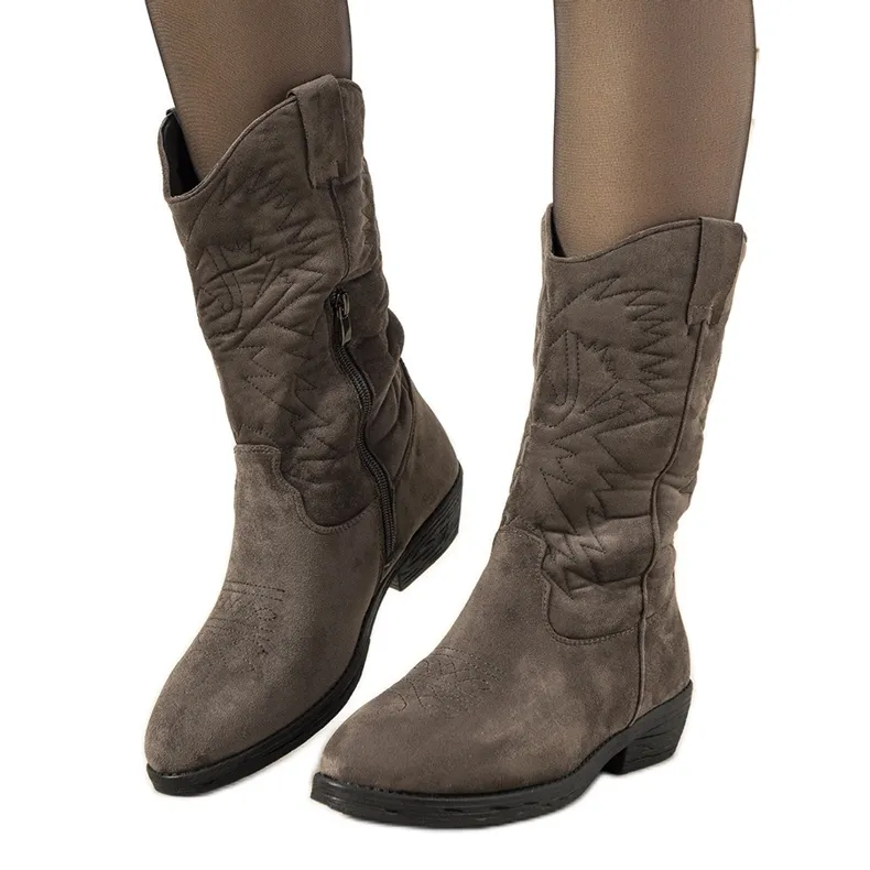 Grijze cowboylaarzen van Roxanne grijs