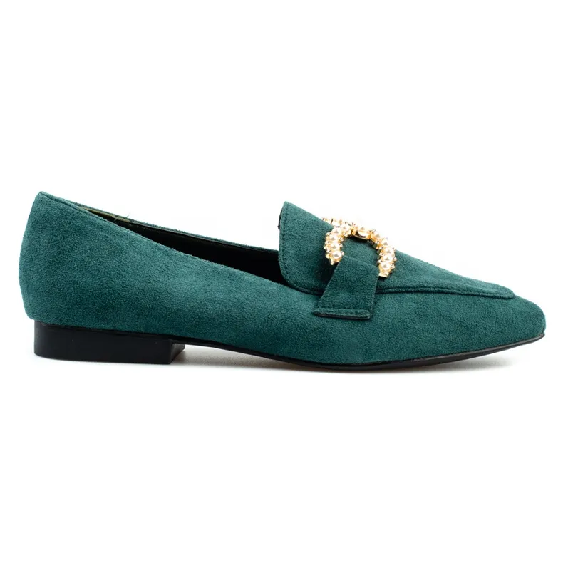 Groene damesloafers van Shelovet met versiering groente