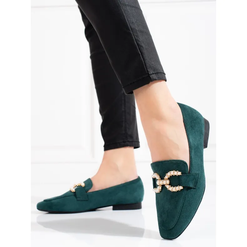 Groene damesloafers van Shelovet met versiering groente