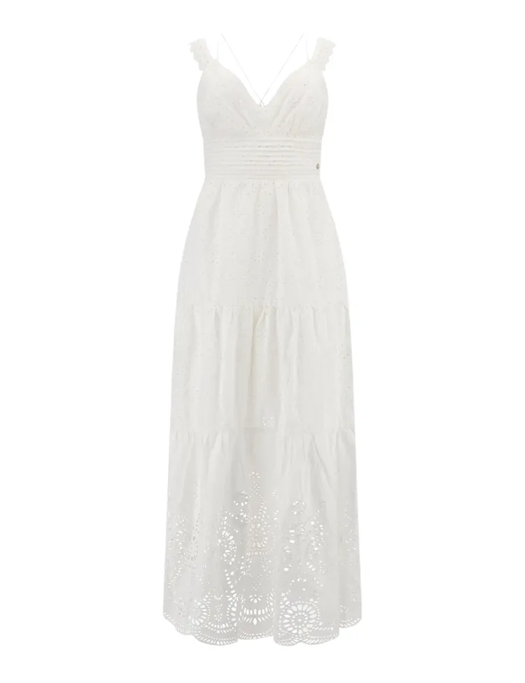 GUESS GUESS PALMA LONG DRESS  PURE WHITE