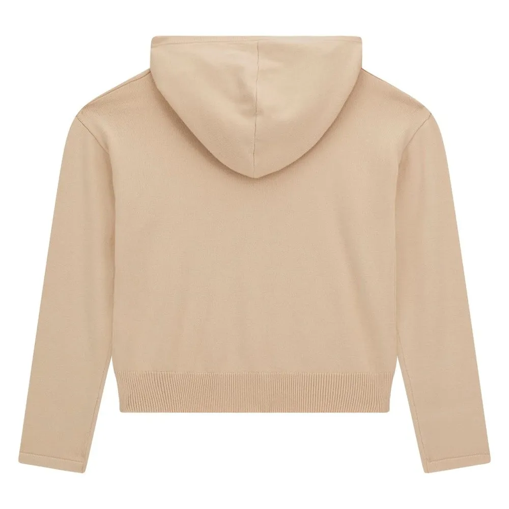   GUESS KIDS HOODED LONGSLEEVE KNITTED ACTIVE TOP Beige