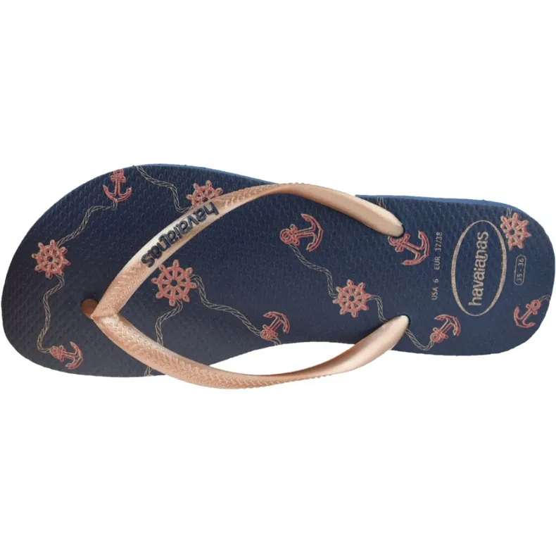 HAVAIANAS SLIM NAUTIAL 41371251754 TEENSLIPPERS PAARS MARINEBLAUW