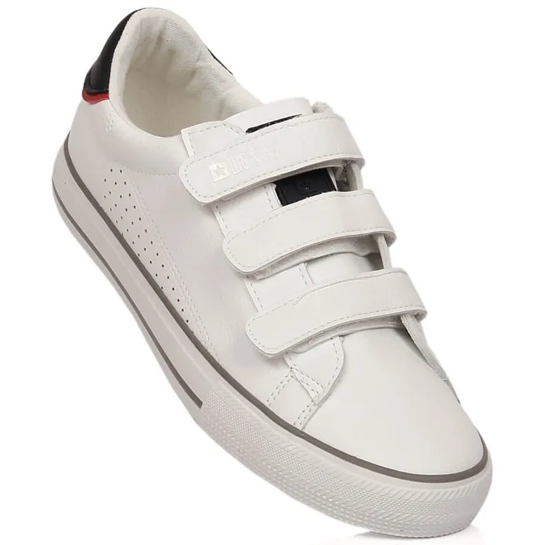 Heren sneakers gemaakt van eco leer met klittenband wit Big Star LL174632