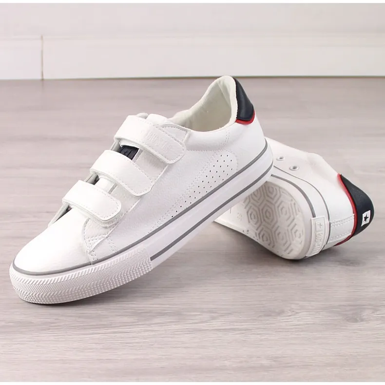 Heren sneakers gemaakt van eco leer met klittenband wit Big Star LL174632