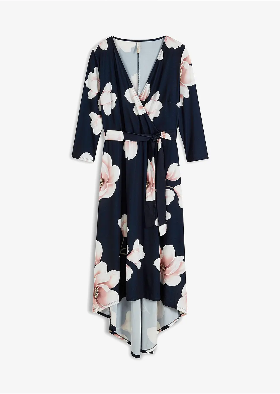 HIGHLOW JURK VAN JERSEY MET STRIKCEINTUUR   