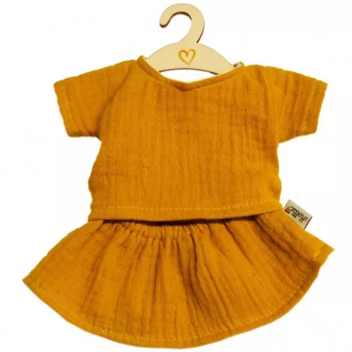hollie poppenkleding rok en shirt - ochre - 34 cm