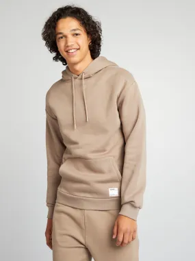Hoodie van joggingstof - BIEGE