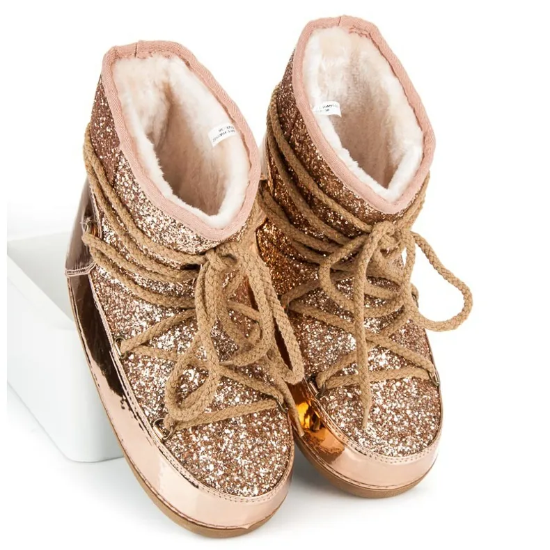 Ideal Shoes Gebonden Snowboots Met Glitter roze