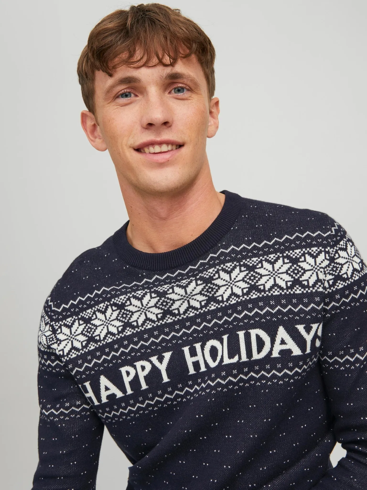 Jack & Jones Kersttrui Heren JORXMAS Blauw Gebreide Pullover