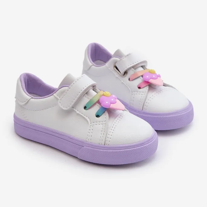 Kindersneakers Sneakers met een pin, witte en paarse Pennyn