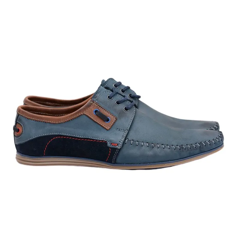 KOMODO Marineblauwe loafers van gepolijst leer voor heren Teodoro