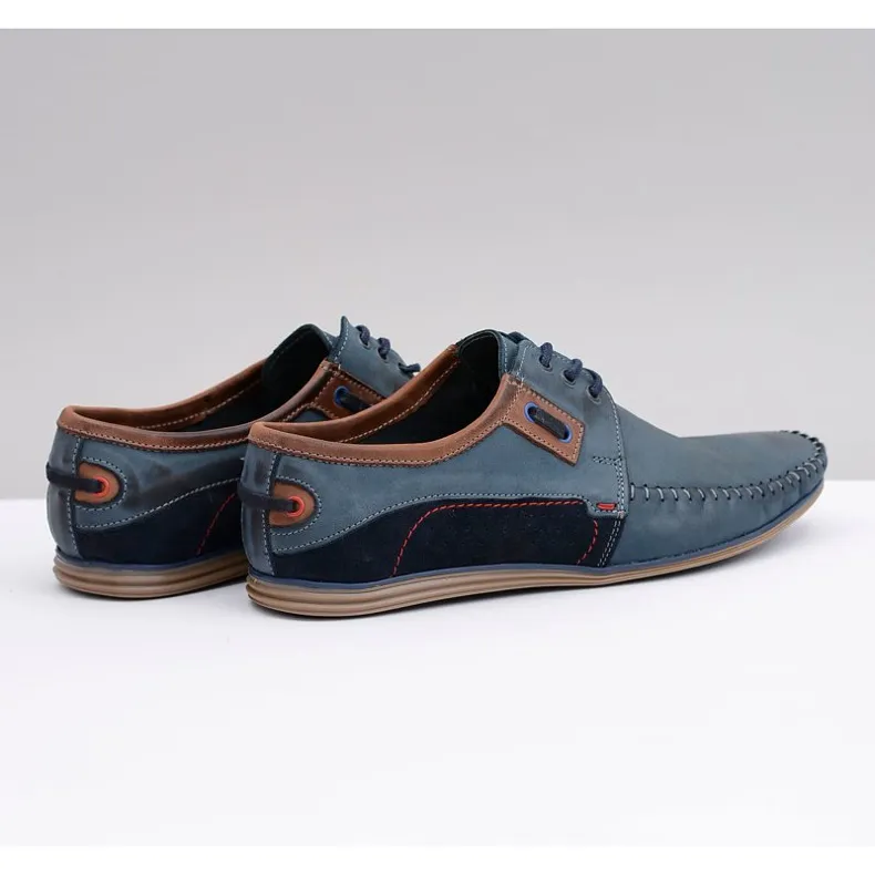 KOMODO Marineblauwe loafers van gepolijst leer voor heren Teodoro