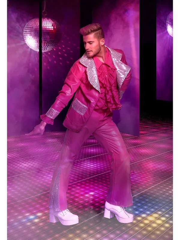 Koning van de disco outfit roze heren