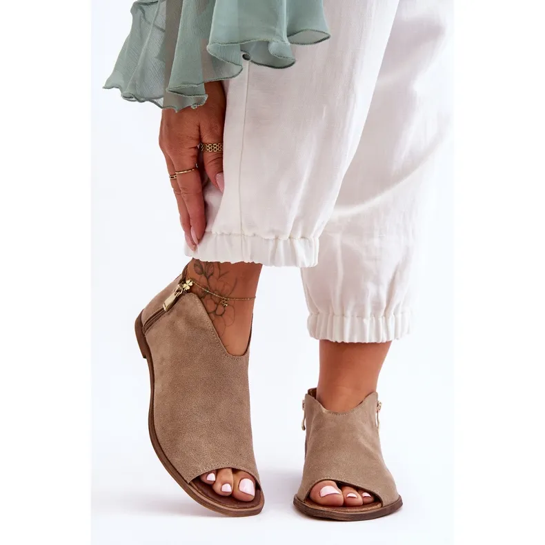 Lage Suede Laarzen Sandalen Nicole 2799/023 Beige