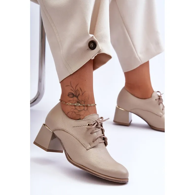 Laura Messi Keria, leren hoge hakken, beige, voor dames