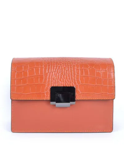 Lederen Schoudertas Classy Croco | Oranje & Zwart