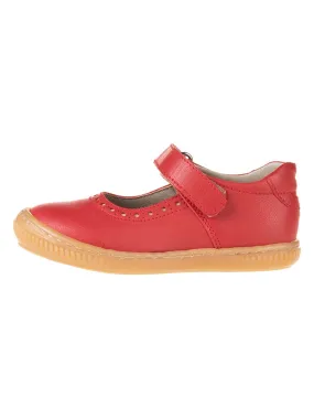 Leren ballerina's met bandje rood