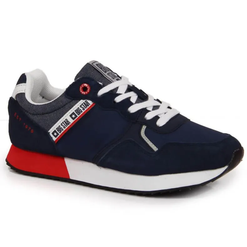Leren sportschoenen Big Star W JJ274285 marineblauw grijs