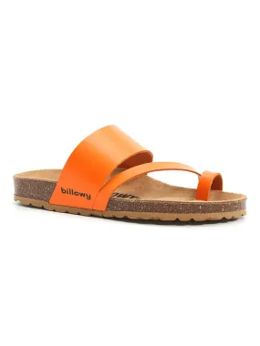 Leren teenslippers oranje