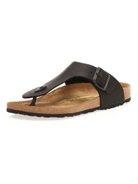 Leren teenslippers zwart