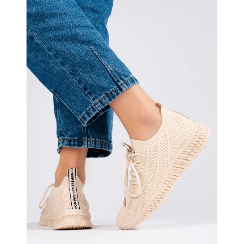 Licht textiele dames sportschoenen Shelovet beige