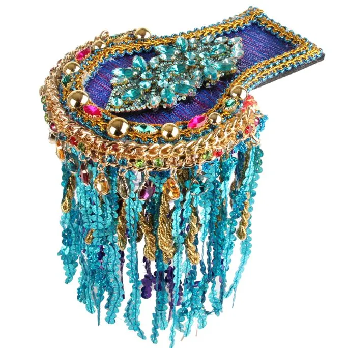 Luxe Epauletten Paars/Turquoise Diamanten