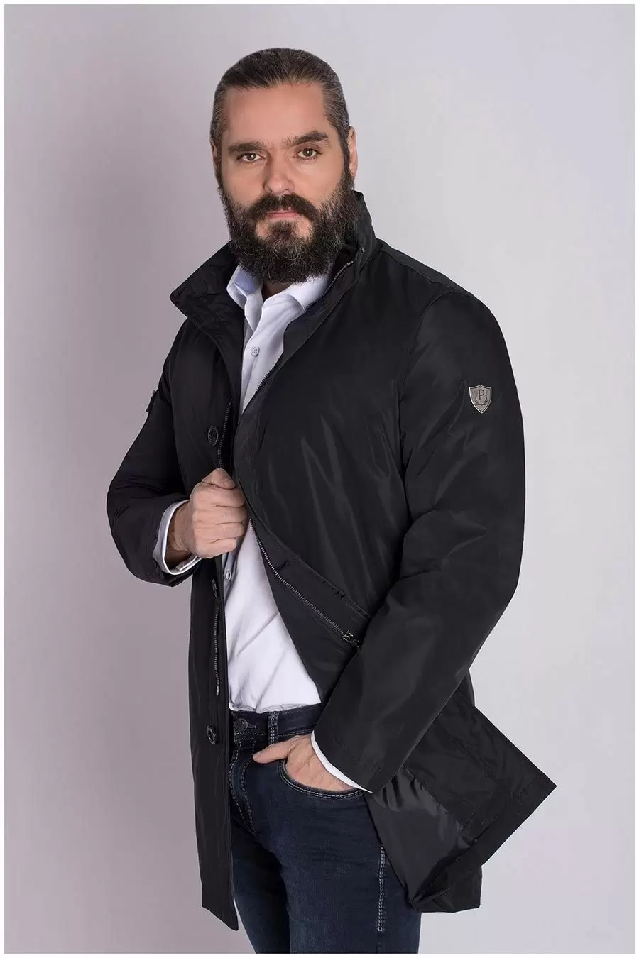 Luxe, lange regenjas van Plus Man