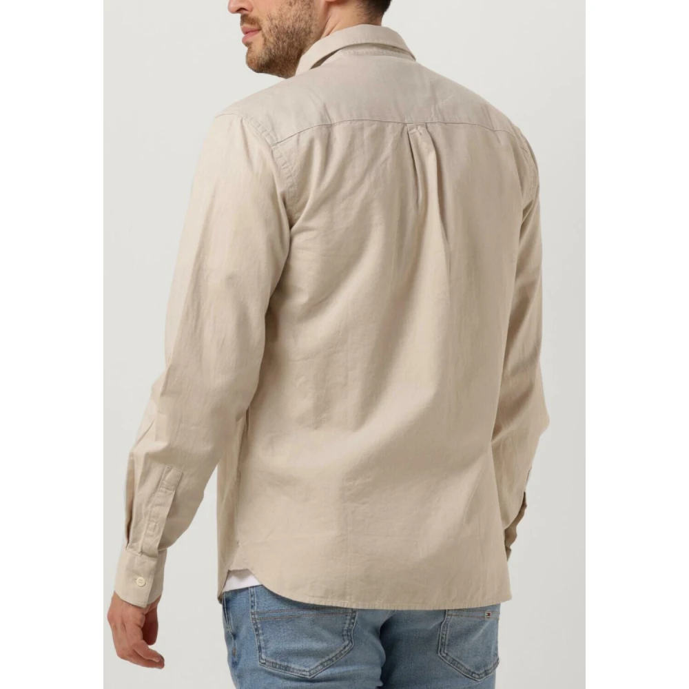 Lyle & Scott Casual Katoen Linnen Button Down Overhemd Beige Heren