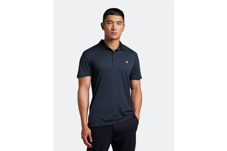 Lyle & Scott Golf Microstripe Polo Shirt Dark Navy/Jet Black heren