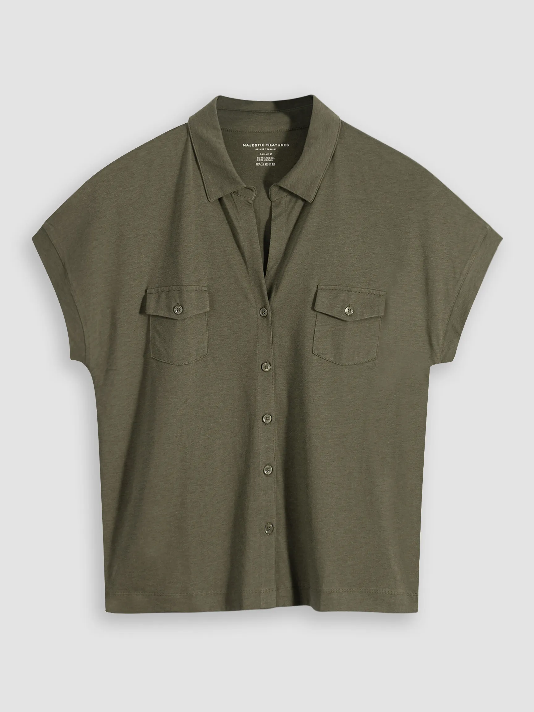 Majestic Filatures Cotton mix slub blouse