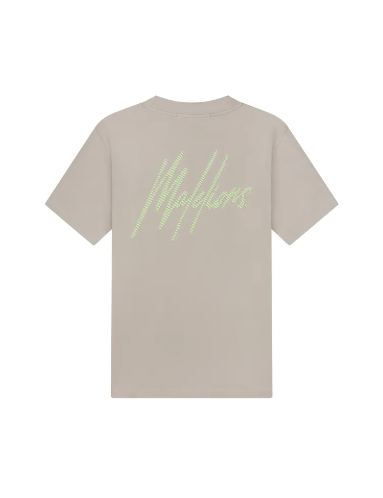 MALELIONS MALELIONS STRIPED SIGNATURE TSHIRT  TAUPE/LIGHT GREEN