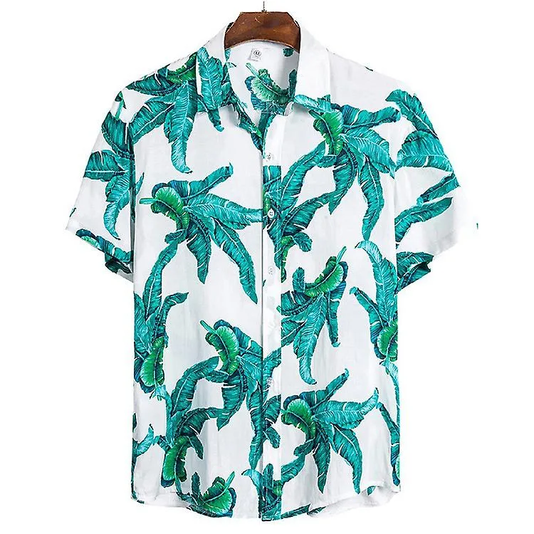 MANNEN HAWAIIAN VAKANTIESHIRT, KORTE MOUW REVERS SHIRT ZOMER PRINT SHIRT